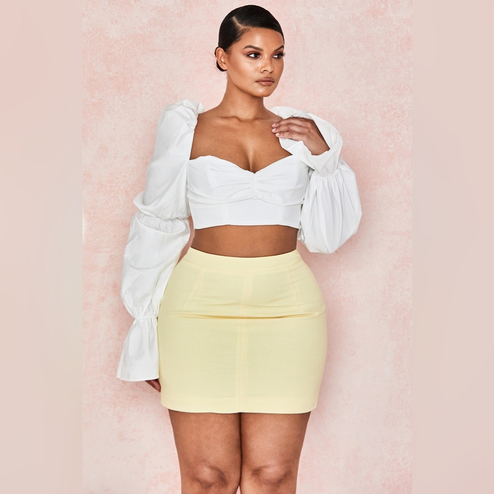 House of CB ‘Rosie’ White Balloon Sleeve Corset Top NWOT